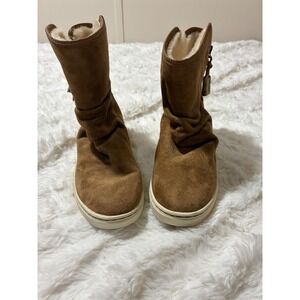 UGG Chestnut Suede Slouchy Tassel Zip Boots Womens 6